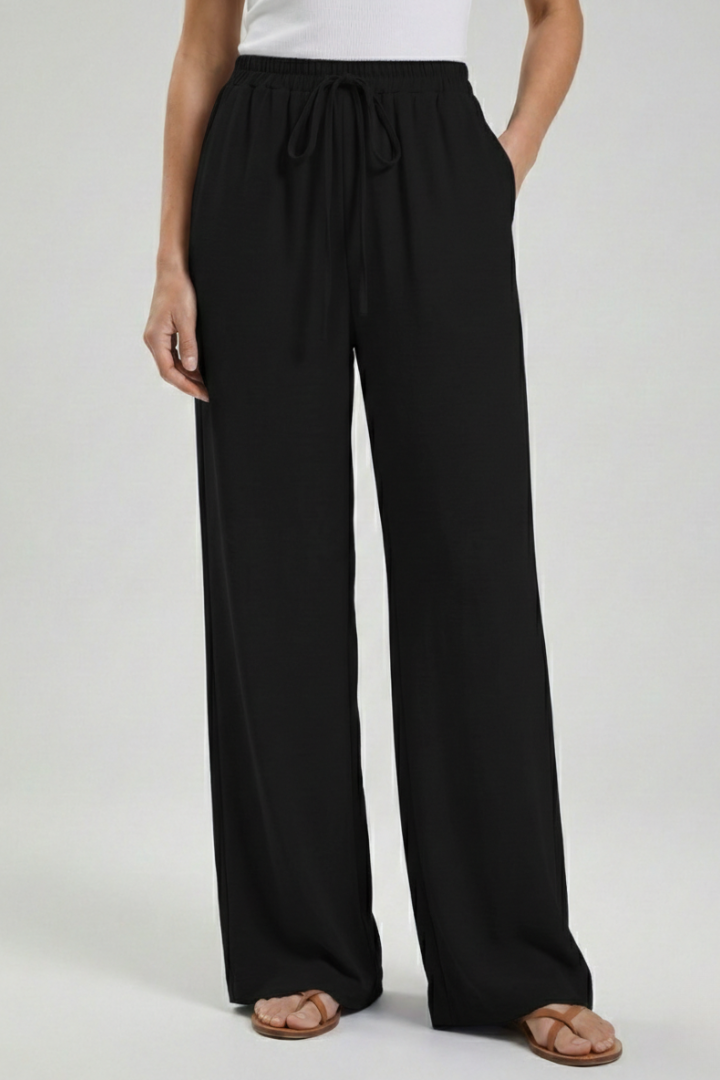 Claire Women's Palazzo Trousers - Comfortable Drawstring Waist & Stylish Side Pockets