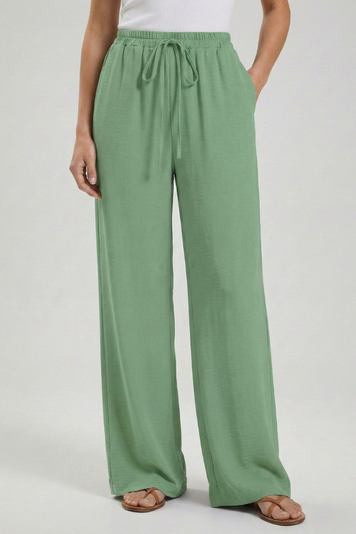 Claire Women's Palazzo Trousers - Comfortable Drawstring Waist & Stylish Side Pockets