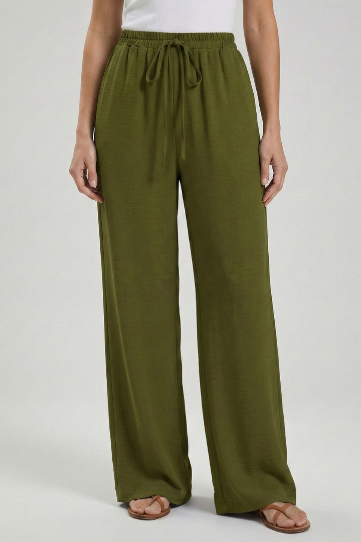 Claire Women's Palazzo Trousers - Comfortable Drawstring Waist & Stylish Side Pockets