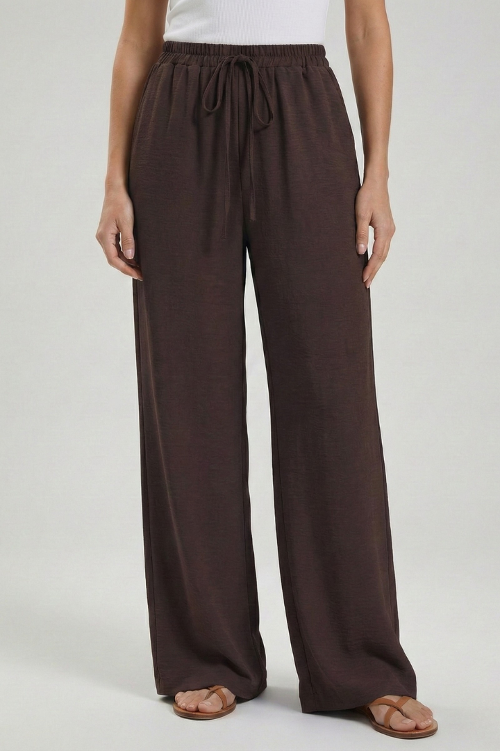 Claire Women's Palazzo Trousers - Comfortable Drawstring Waist & Stylish Side Pockets
