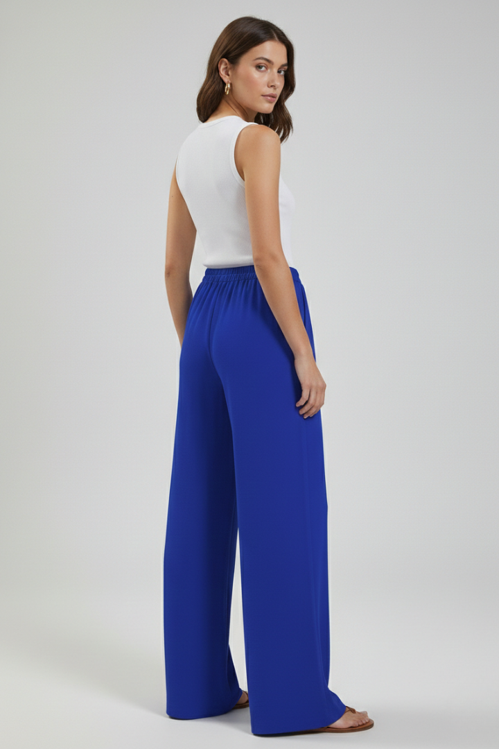 Claire Women's Palazzo Trousers - Comfortable Drawstring Waist & Stylish Side Pockets