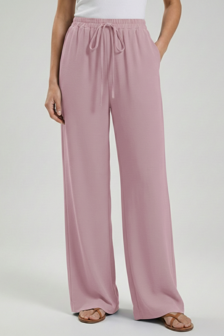 Claire Women's Palazzo Trousers - Comfortable Drawstring Waist & Stylish Side Pockets