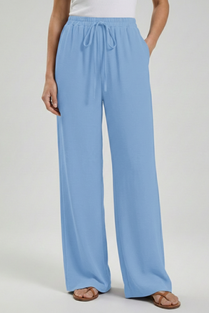 Claire Women's Palazzo Trousers - Comfortable Drawstring Waist & Stylish Side Pockets