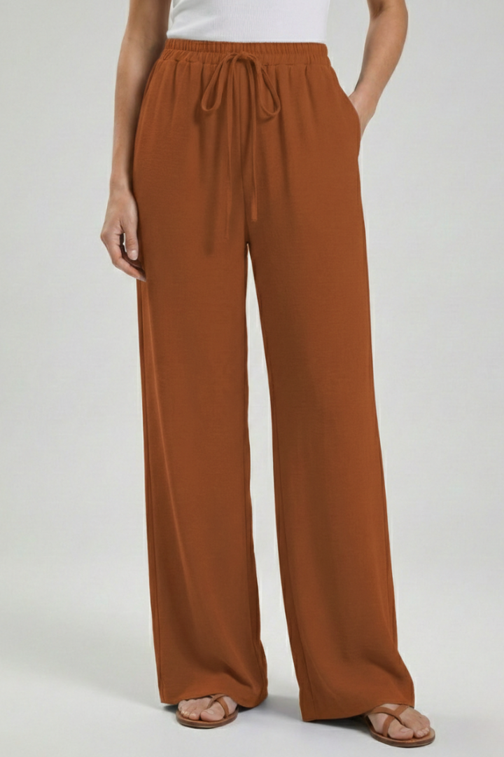 Claire Women's Palazzo Trousers - Comfortable Drawstring Waist & Stylish Side Pockets