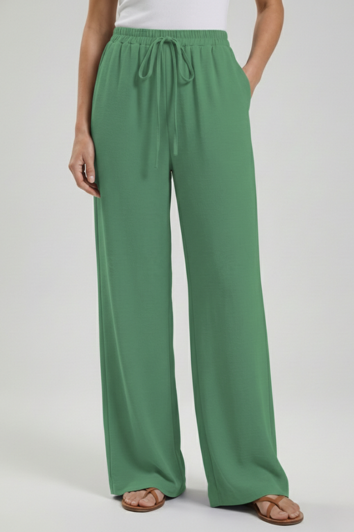Claire Women's Palazzo Trousers - Comfortable Drawstring Waist & Stylish Side Pockets