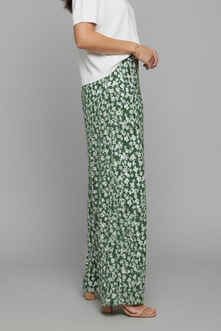 Bella Women's Floral Print Palazzo Trousers - Stylish Wide-Leg Casual Pants for Effortless Elegance