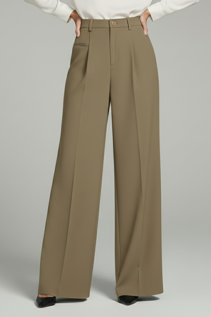Blair Women's Palazzo Trousers - Stylish Front Pleats & Functional Back Pockets for Effortless Elegance