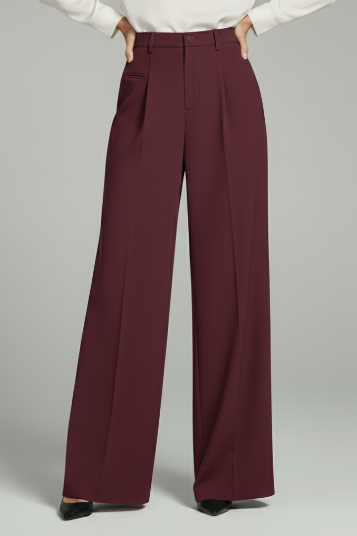 Blair Women's Palazzo Trousers - Stylish Front Pleats & Functional Back Pockets for Effortless Elegance