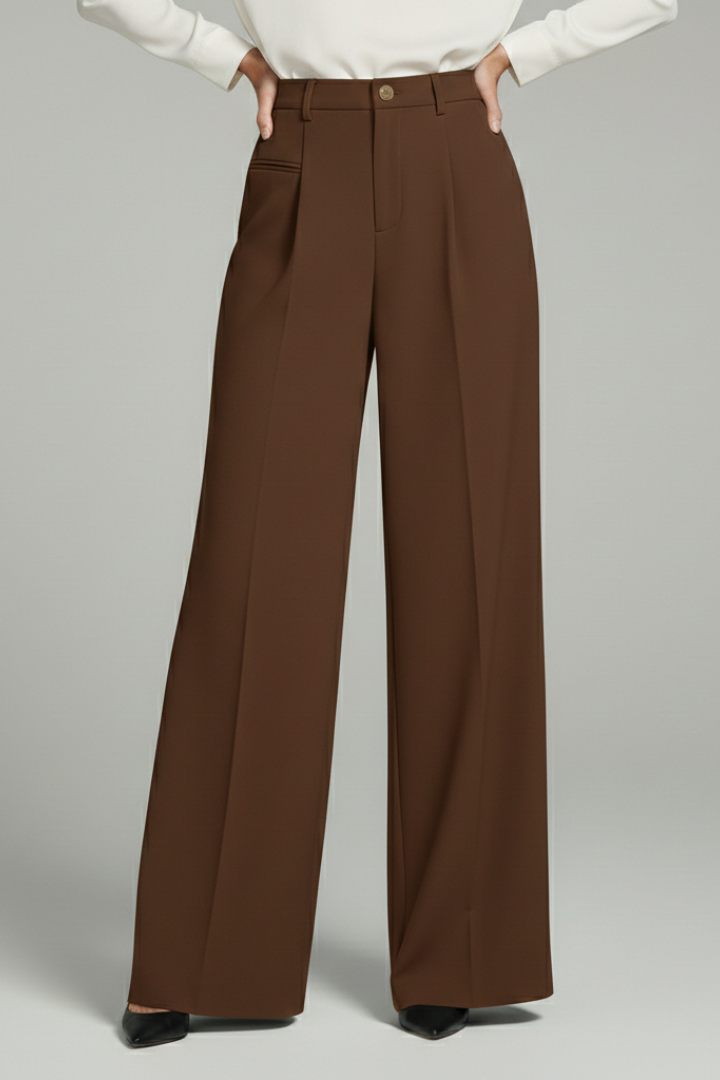 Blair Women's Palazzo Trousers - Stylish Front Pleats & Functional Back Pockets for Effortless Elegance