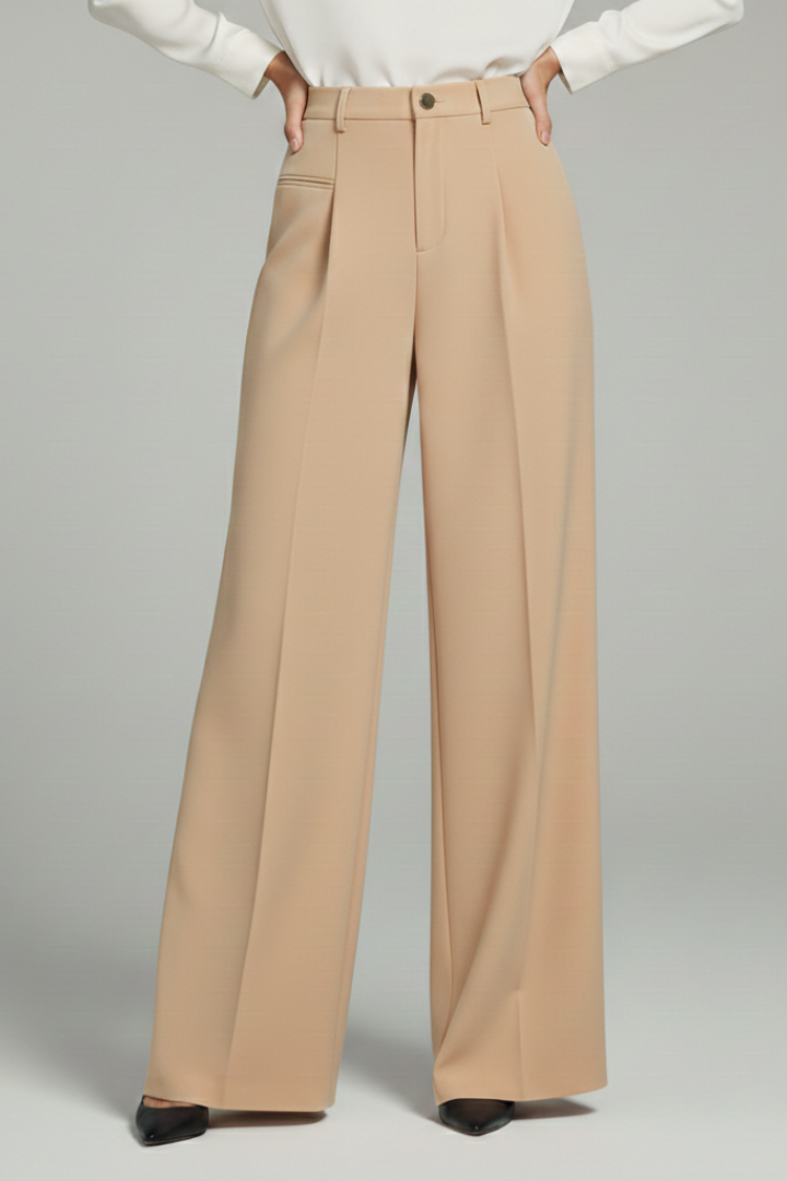 Blair Women's Palazzo Trousers - Stylish Front Pleats & Functional Back Pockets for Effortless Elegance