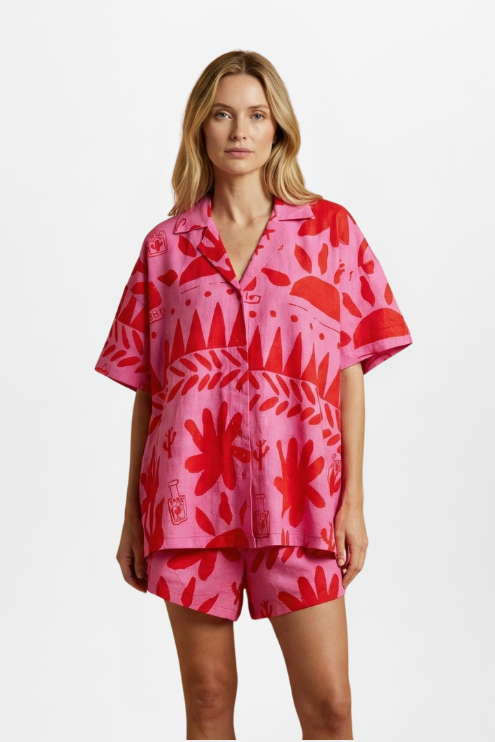 Chloe Women's Printed Two-Piece Set with Stylish Shorts - Trendy Summer Outfit