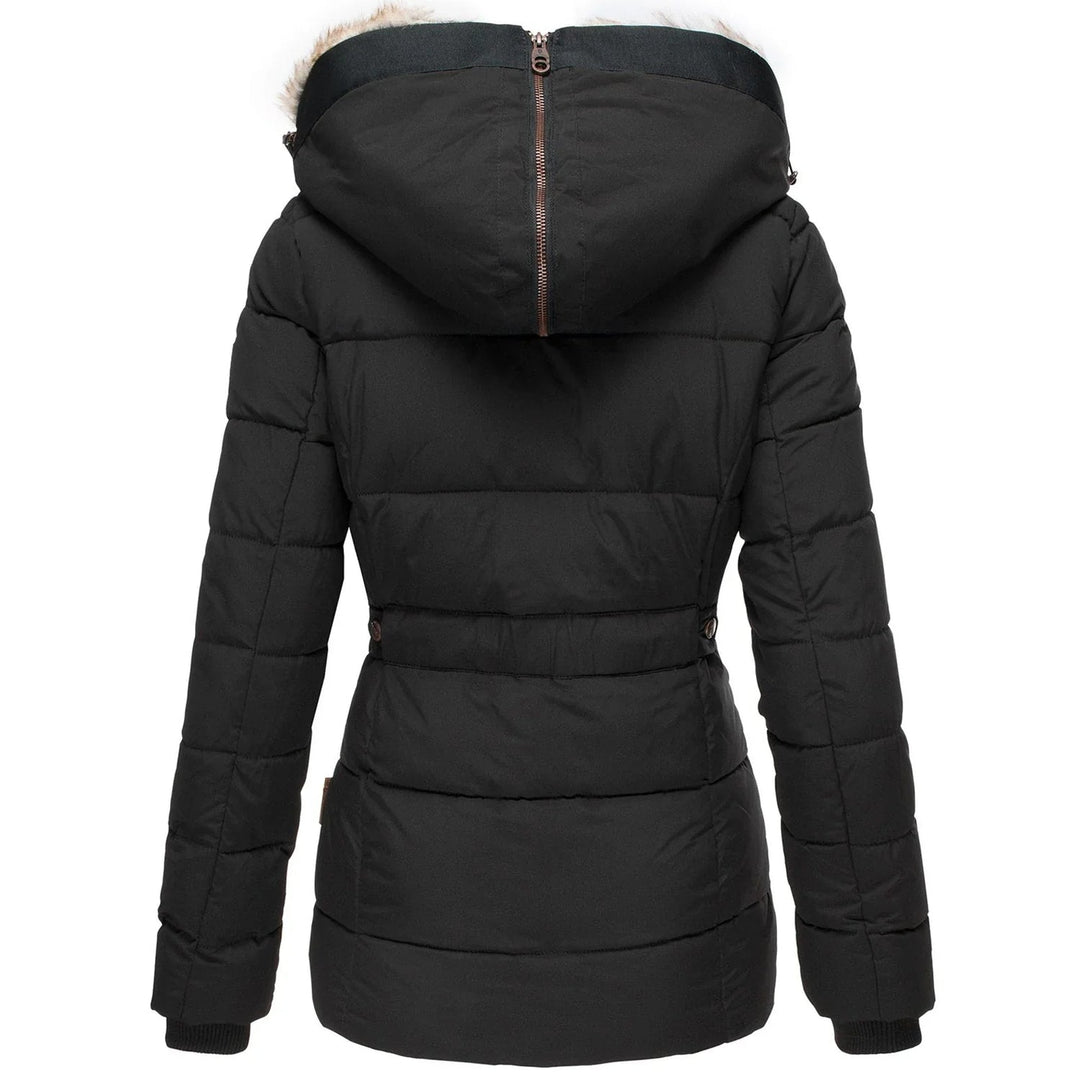 Women's Slim Fit Hooded Puffer Jacket, Warm Winter Outerwear, Stylish Design