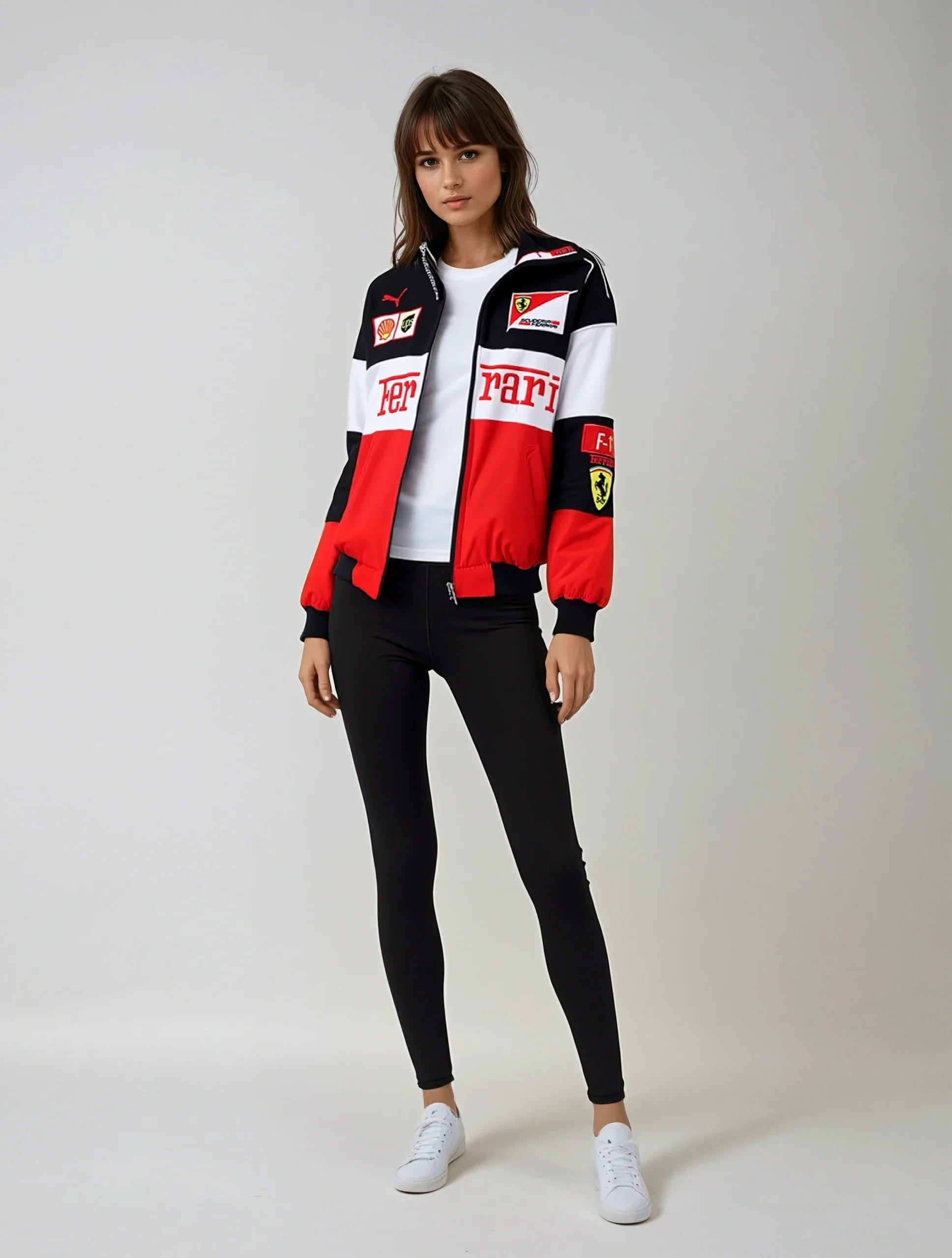 Vintage Unisex Ferrari Racing Jacket - Classic Logo Design, Retro Style